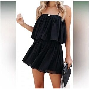 Exlura Black Ruffle Tiered One-Piece Romper Size XL